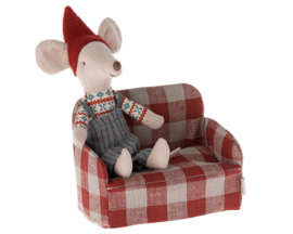 Maileg Bank voor muizen, Mouse Couch, Gingham Red