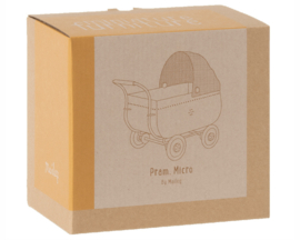 Maileg poppenwagen/kinderwagen Micro Yellow, hoogte 15cm