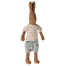 Maileg Rabbit Size 1, Chocolate Brown - Striped blouse and shorts, 24 cm