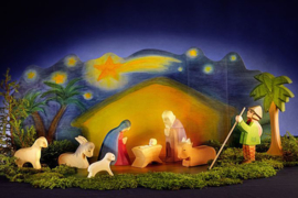 Ostheimer Houten Kerststal 11-delig met diorama