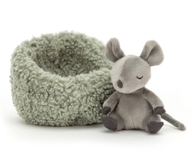 Jellycat Knuffel Muisje in Nestje, Hibernating Mouse