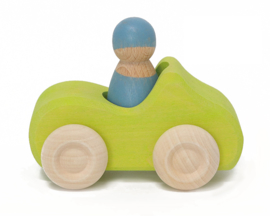 Grimm's houten Cabrio met Poppetje, Groen/Blauw
