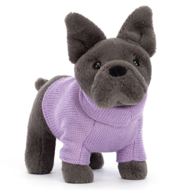 Jellycat Knuffel Franse Bulldog, Sweater French Bulldog Purple, 17cm