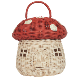 Olli Ella Paddenstoel huisje/tasje, Mushroom Basket, Red