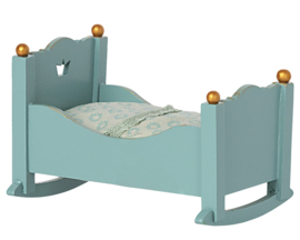 Maileg Houten wiegje, Cradle, Baby mouse - Blue