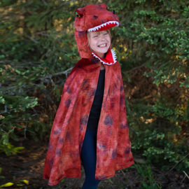 Dinosaurus Cape Grandasaurus T-Rex Cape met klauwen, Rood, 4-6 jaar