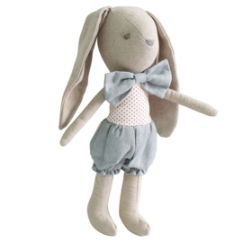 Alimrose Knuffel Konijn, Baby Boy Bunny Grey Red, 26 cm