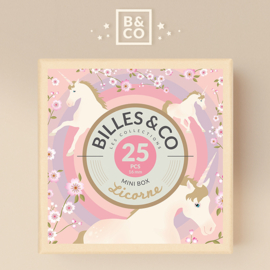 Billes & Co Knikkers in doosje, Mini Box Licorne/Unicorn/Eenhoorn, 25 stuks