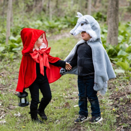 Roodkapje Cape met strik, Woodland Red Riding Hood Cape, 4-6 jaar