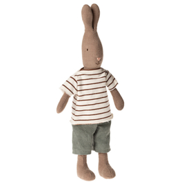 Maileg Rabbit Size 2, Brown - Striped blouse and pants, 29 cm