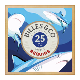 Billes & Co Knikkers in doosje, Mini Box Requins/Haaien, 25 stuks