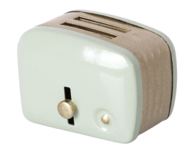 Maileg metalen Broodrooster, Miniature Toaster & Bread, 4 cm, Mint