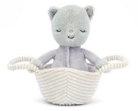 Jellycat Knuffel poes in wiegje, Rock-a-Bye Kitten, 19cm