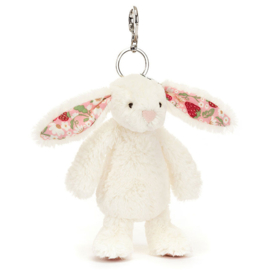 Jellycat Sleutelhanger Konijn, Blossom Cream Bunny 'Berry' Bag Charm