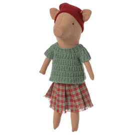 Maileg Knuffel Varken, Christmas Pig - Girl, 33 cm