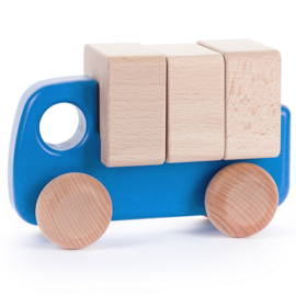 Bajo Houten vrachtwagen, blauw