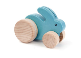 Bajo Houten konijntje op wielen, blauw