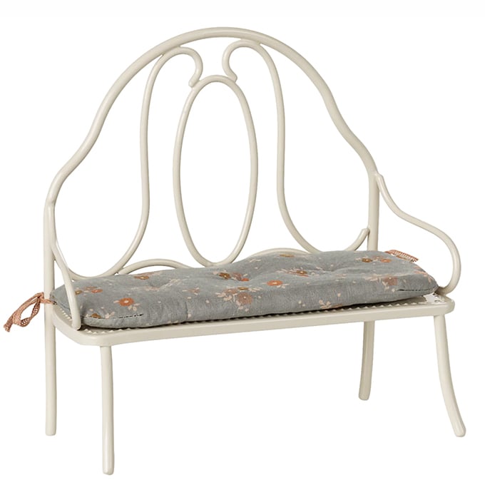 Maileg Metalen Bankje met kussen, Vintage Bench Miniature, Off White