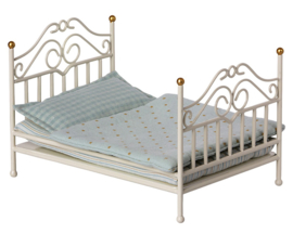 Maileg metalen tweepersoons bed, Vintage Bed Micro, Gebroken Wit