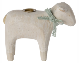 Maileg Houten Kandelaar Lam, Lamb candleholder - Mint, 8cm
