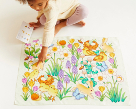 Sarah's Silks Speelzijde Doek, Zoek en Vind - Bunny and Egg , 53 x 66 cm