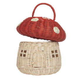 Olli Ella Paddenstoel huisje/tasje, Mushroom Basket, Red