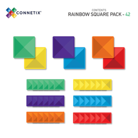 Connetix magnetische tegels regenboog - Square pack - 42 stuks