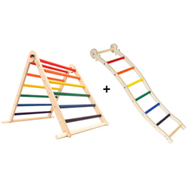 Triclimb SET - Klimdriehoek + Ladder. Regenboog