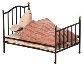 Maileg Metalen Poppenbed, Vintage Bed, Mouse, Micro, Antraciet