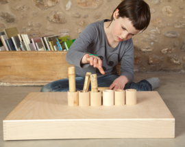 Grapat 6 houten bakjes met deksel, naturel