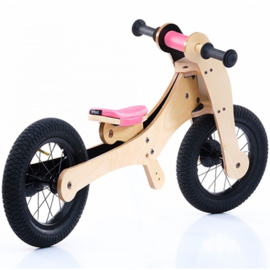 Trybike Wood 4-in-1 loopfiets Roze/Zwart