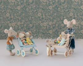 Maileg metalen kinderwagen voor baby muizen, Stroller Baby Mice, Rose