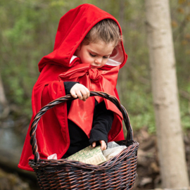 Roodkapje Cape met strik, Woodland Red Riding Hood Cape, 4-6 jaar