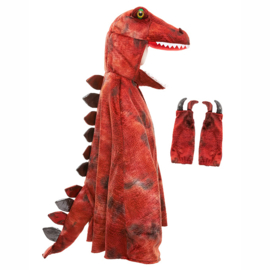 Dinosaurus Cape Grandasaurus T-Rex Cape met klauwen, Rood, 4-6 jaar