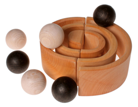Grimm's 6 houten ballen in eierdoosje, zwart/wit