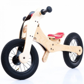Trybike Wood 4-in-1 loopfiets Rood/Zwart