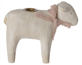 Maileg Houten Kandelaar Lam, Lamb candleholder - Rose, 8cm