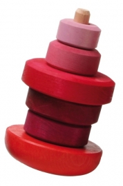 Grimm's houten kleine Stapeltoren tuimelaar, rose/rood, 6-delig, 13cm
