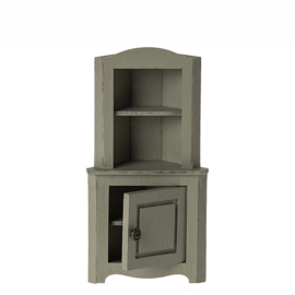 Maileg houten hoekkast voor muizen, Corner Cabinet Mouse, Light Green, 15,5cm