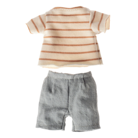 Maileg Kledingset voor konijn Size 1, Striped blouse and shorts