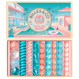 Billes & Co Knikkers in doosje, Miami Wave, 64 stuks