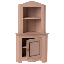 Maileg houten hoekkast, Miniature corner cabinet, Rose, 23cm