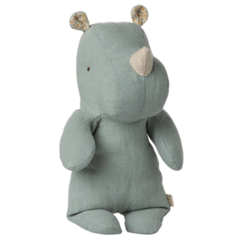 Maileg Knuffel Neushoorn Safari Friends Rhino Small, Light Dusty Blue