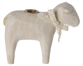 Maileg Houten Kandelaar Lam, Lamb candleholder - Off white, 8cm