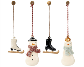 Maileg 4 Metalen Kerst ornamenten in doosje, Metal ornament set - Winter wonderland