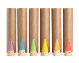 Grapat 6 Houten Poppetjes in kokers 'Baby Sticks'
