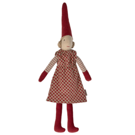Maileg Pixy, Size 1 - Climbing Pixy, Girl - Jurk rood, 26 cm