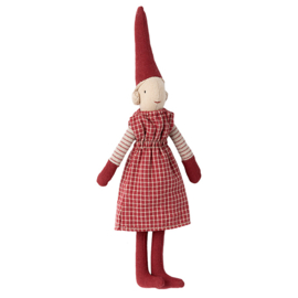 Maileg Climbing Pixy, Girl - jurk rood, 25 cm