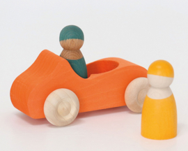 Grimm's houten Cabrio met 2 Poppetjes, Oranje