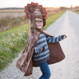 Great Pretenders Dino Cape Triceratops Hooded Cape Bruin, 4-5 jaar